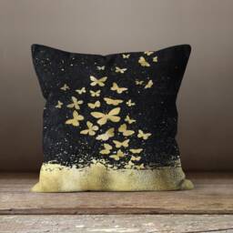 Gold Floral Cushion Cover-Leaf Pillow Case-Decorative Case-Brown Cover-Gift For Her Cushion-Handmade Material - thumbnail 4