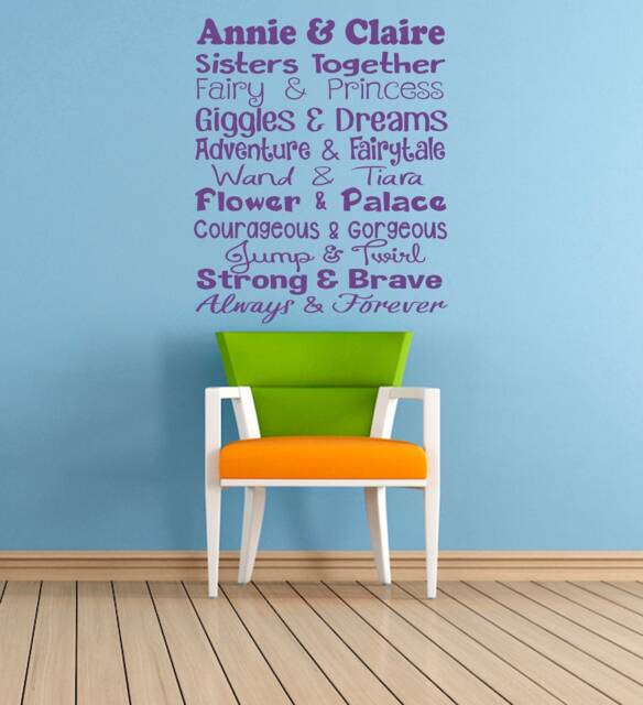 Personalised Sisters Together Quote, Poem, Vinyl Wall Art Sticker Decal Mural. Home, Decor. Children's Bedroom, Playroom. Siblings - image 1