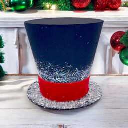 Frosty Snowman Top Hat Christmas Tree Topper Handmade Holiday Decor - thumbnail 3
