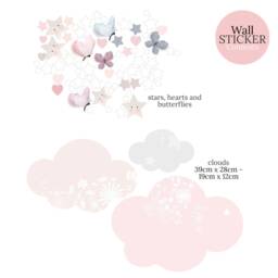 Dreamy Pink Cloud Wall Stickers Set Peel-And-Stick Stars & Butterflies For Girls' Bedroom Nursery Decor - thumbnail 3