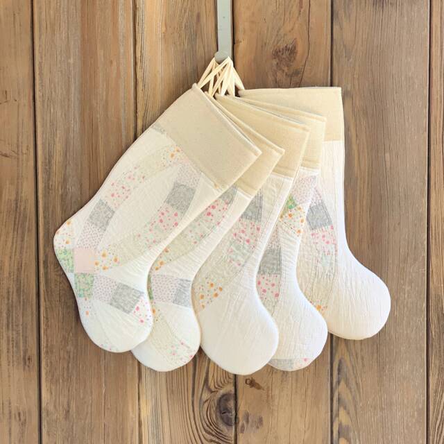 Vintage Quilt Christmas Stocking - Farmhouse Cutter Feedsack - image 1