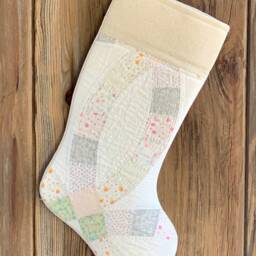 Vintage Quilt Christmas Stocking - Farmhouse Cutter Feedsack - thumbnail 3