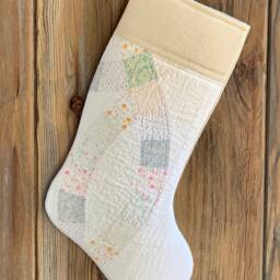 Vintage Quilt Christmas Stocking - Farmhouse Cutter Feedsack - thumbnail 2