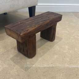 The Bibury - Reclaimed Pine Stool Handmade Rustic Wooden Bench, Solid Wood Footstool Or Side Table - thumbnail 2