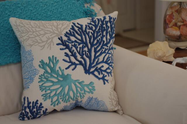 Beach Decor Sea Fan Throw Pillow - Coastal - image 1