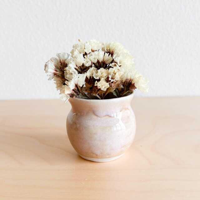 Tiny Bud Vase, Handmade Ceramic, Pink Brown Cream, Glossy Glaze, Small Pottery, Modern Art, Flower Lover, Mothers Day Gift, Home Decor - image 1