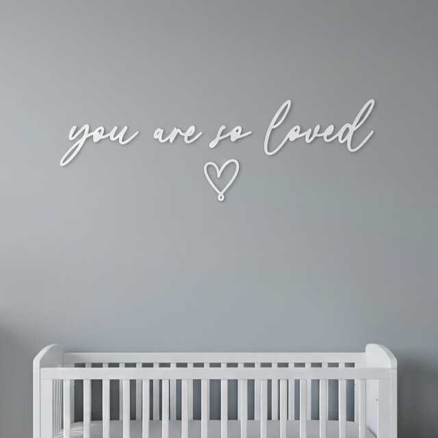 You Are So Loved Nursery Wall Sign - Minimal Line Heart Baby & Child's Room Decor Wooden Or Acrylic Quote - image 1