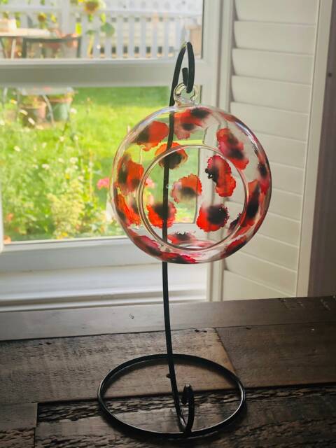 Red Poppy Candle Holder. Hand Painted On Glass Candled Memorial Gift, Unique Gift. Poppy Decor. Valentine Flower Gift - image 1