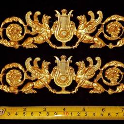 Pair Gilt Or White French Style Decorative Wall Furniture Moulding Pediment Plastic Decoration - thumbnail 2