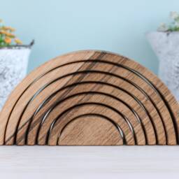 Wooden Rainbow Arch Stacker Educational Montessori Pyramid For 2 3 Year Old, Waldorf Toddler Toys, Nursery Decor, Eco-Friendly Baby Gift - thumbnail 4