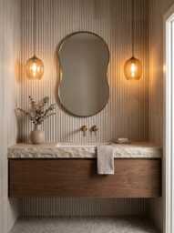 Wavy Brass Mirror - Modern Organic Bathroom Wall