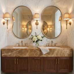 Wavy Brass Mirror - Modern Organic Bathroom Wall - thumbnail 2