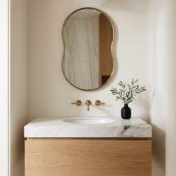 Wavy Brass Mirror - Modern Organic Bathroom Wall - thumbnail 3