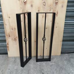 Set Of 2 Industrial Steel Console Breakfast Bar Table Legs Leg Metal Box Frames - Basket Centre Various Sizes Available - thumbnail 4