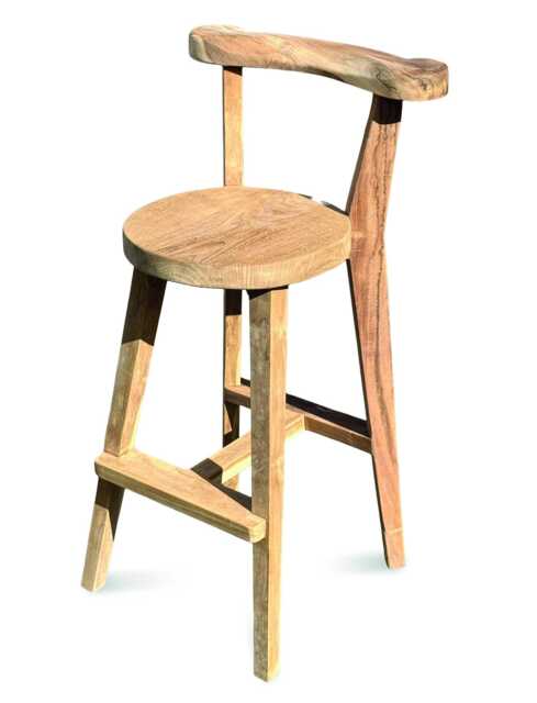Sit Back & Relax Rustic Teak Bar Stool With - image 1
