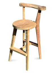 Sit Back & Relax Rustic Teak Bar Stool With - thumbnail 1