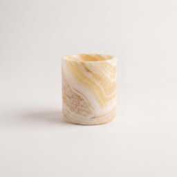Egyptian Alabaster Candle Holder - Hand-Carved Natural Stone - 10 ?? 10 cm - thumbnail 2