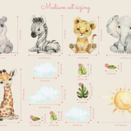 Baby Safari Animals Watercolor Wall Decal - Nursery Mural Lion Elephant Sticker - thumbnail 2