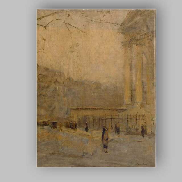 Atmospheric Golden City Street Impressionist Urban Scene Canvas Wall Art Print Decor Picture Ready To Hang - image 1