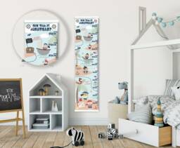 Personalised Height/ Growth Chart - Pirates Day Out Beautiful Nursery & Bedroom Wall Decor Printed On A Luxury Fabric Ideal Keepsake - thumbnail 1
