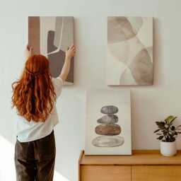 Canvas Art Set Of 3 - Painting Modern Decorations, Orange Print, Abstract Wall Decor - thumbnail 1