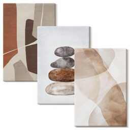 Canvas Art Set Of 3 - Painting Modern Decorations, Orange Print, Abstract Wall Decor - thumbnail 2