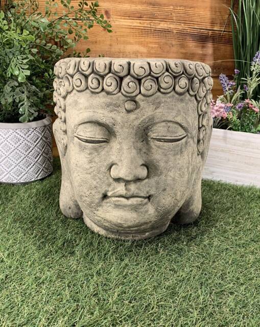 stone Garden Buddha Plant Pot Ornament Detailed Gift - image 1