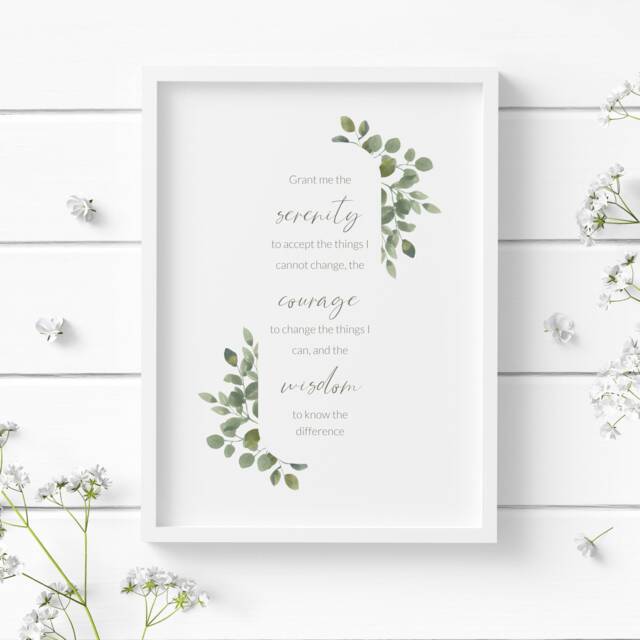Serenity Prayer Print - Non-Religious - Inspirational Wall Art Reinhold Niebuhr Quote Recovery Gift Mindful Home Decor Unframed - image 1
