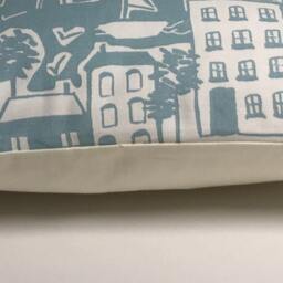 "Waterside Coastal View Cotton Cushion Cover Duck Egg Blue Seaside Design 16""-24" - thumbnail 2