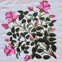 Nakshi Kantha Pillowcase Embroidered Rajshahi Silk Floral Design - thumbnail 3