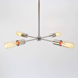Sputnik Chandelier, Chrome Hanging Pendant Lamp, Modern 4 Arm Industrial Lighting Fixture By Bootsngus - thumbnail 2