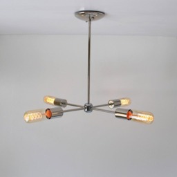Sputnik Chandelier, Chrome Hanging Pendant Lamp, Modern 4 Arm Industrial Lighting Fixture By Bootsngus - thumbnail 3