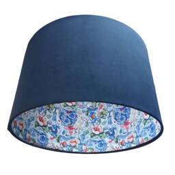 Oriental Lampshade in Navy Blue Velvet - thumbnail 2