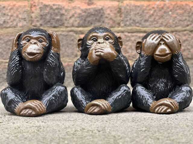 Concrete Three Wise Monkeys Statue Stone Set Garden & Home Sculpture Outdoor Animal Decoration Cement Monkey Trio Ornament Zen Art - image 1