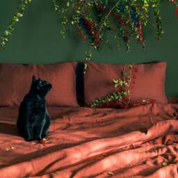 Burnt Orange Linen Duvet Cover - Stonewashed Terracotta Bedding - thumbnail 2