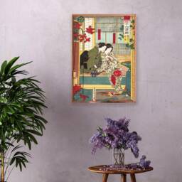 Japanese Ukiyo-E Art Print Poster Woodblock Wall Decor Toyohara Kunichika Kyoto Geisha Maiko Bijin Tattoo Beautiful Japan Calligraphy A3 - thumbnail 2