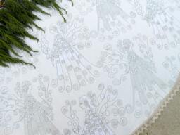 Christmas Angel Tree Skirt Silver Ornament Swedish Nordic Decor