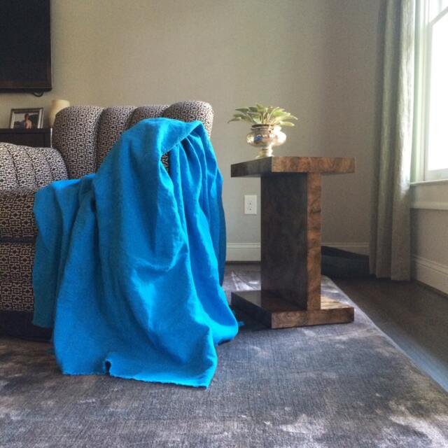 Pacific Blue Linen Throw Xl- Solid Blanket - 100% Flax Fabric Made To Order in The Usa Living Room & Bedroom - image 1