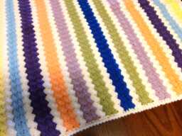 Handmade Crochet Baby Blanket - Soft Acrylic Yarn Rainbow Clouds Design - thumbnail 1