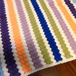 Handmade Crochet Baby Blanket Soft Acrylic Yarn, Rainbow Clouds Design - thumbnail 2