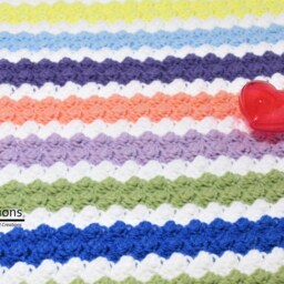 Handmade Crochet Baby Blanket Soft Acrylic Yarn, Rainbow Clouds Design - thumbnail 4