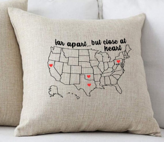 Long Distance Family Pillow Cover Linen Blend Keepsake Gift - image 1