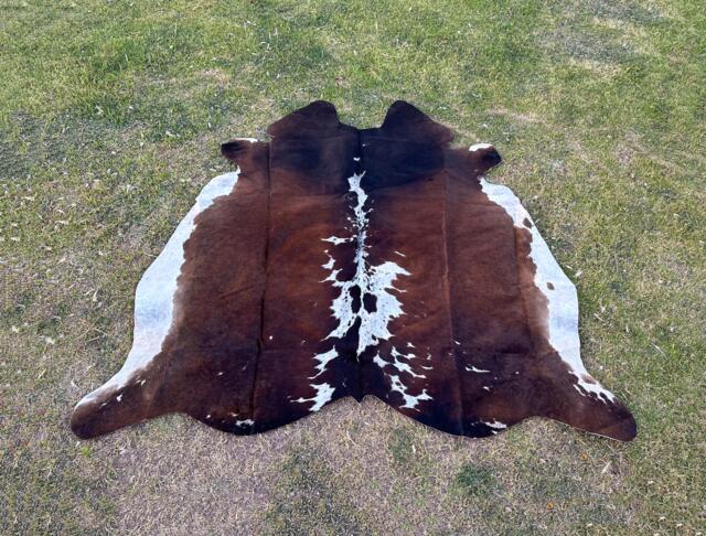 Exotic Brown & White Cowhide Rug-Natural Hair On For Rustic Home Decor-Brazillian Cowhide-Luxurious Handmade Large Floor Area Rug - image 1