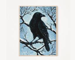 A5 A4 A3 Original Art Print - Spiritual Spirit Guide Art Wiccan Crow Fantasy Poster Whimsical Winter
