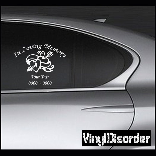 Heart 10 in Loving Memory Custom Car Or Wall Vinyl Decal Stickers - Ilmheart10Et - image 1