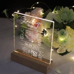 Personalised Baby Birth Night Light Led Lamp Gift - thumbnail 2