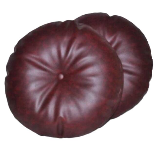 "2 Oxblood Faux Leather Round Cushions Covered Buttons 16"" 18" - image 1
