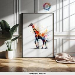 Giraffe Print Set - 3 Wall Art Posters - Animal Home Decor Watercolour Painting Design Giraffes Artwork Nature Prints Room Gift - thumbnail 3