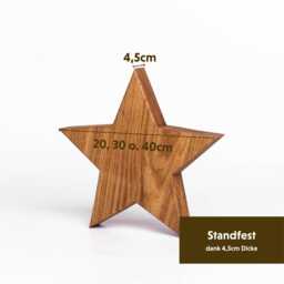 Set Of 3 Oak Wooden Stars - Handmade & Oiled Rustic Wood Star Decoration For Christmas & Home - thumbnail 2