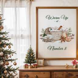 Personalised Christmas Gonk Print, Hot Chocolate Sign, Warm Up At Number, House Number Decor, Kitchen Wall Art, Cocoa - thumbnail 4
